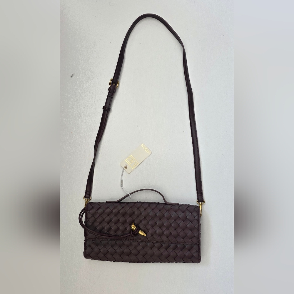 Elegant Brown Woven Crossbody Bag